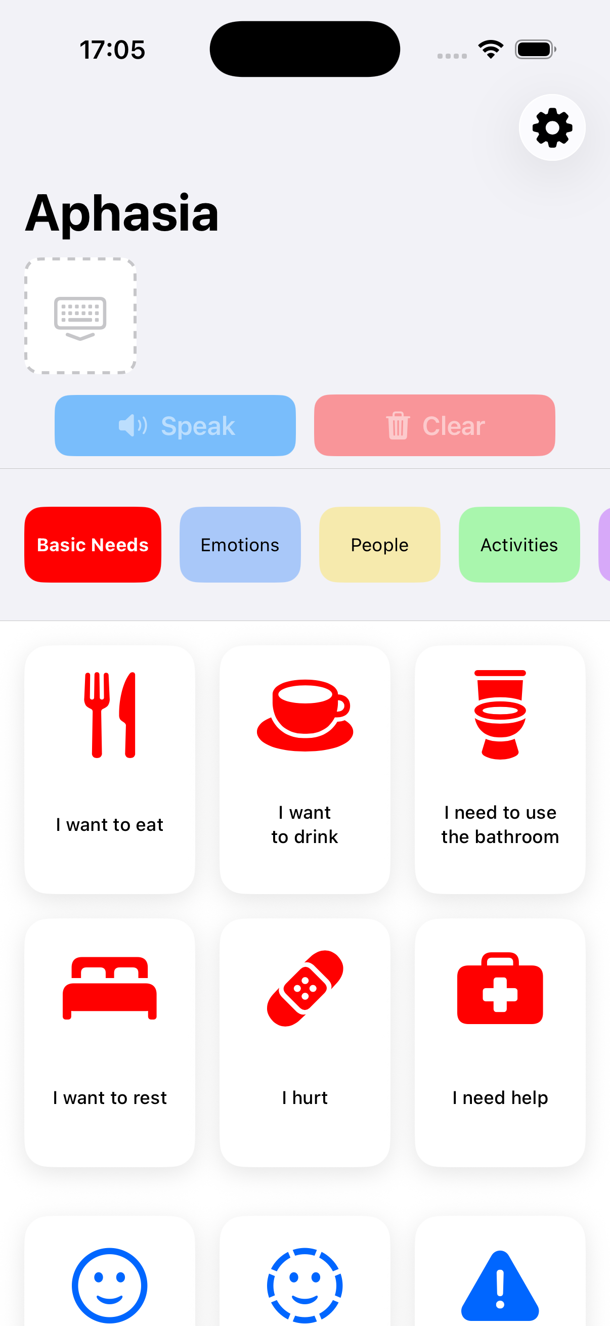 Main communication screen